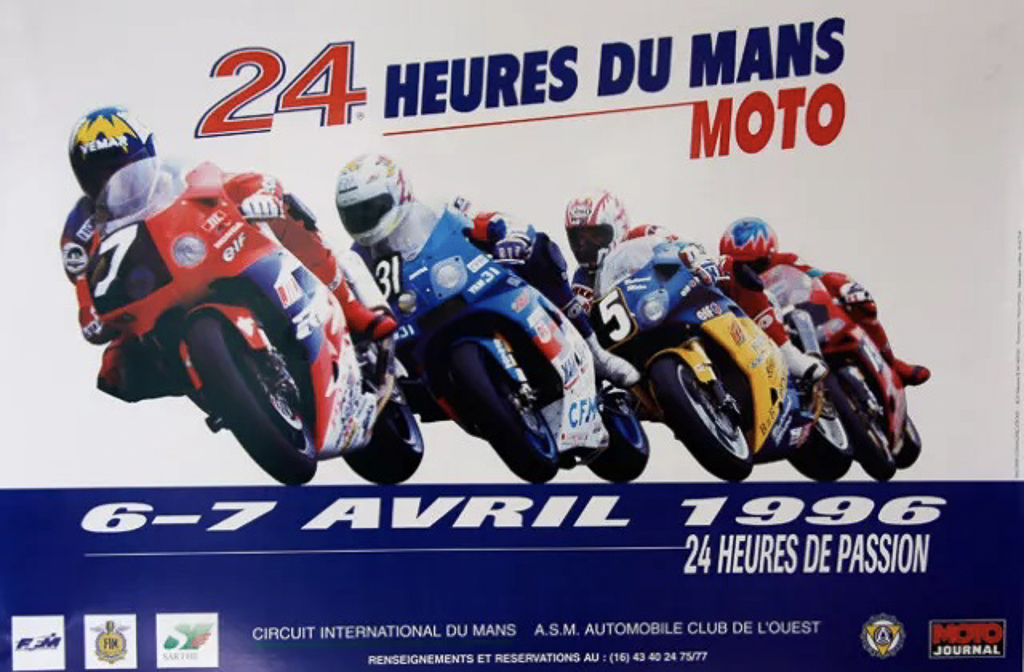 Affiche A.C.O des 24 Heures Motos de 1996